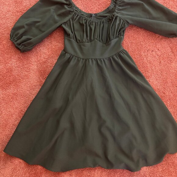 Vixen by Micheline Pitt Vacation Dress in Olive Green - Large - EUC - Picture 3 of 3